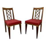 Pair of 1950s wooden cross-braced chairs