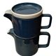 Teapot and milk jug, selfish, stackable. Sarreguemines. 1980s.