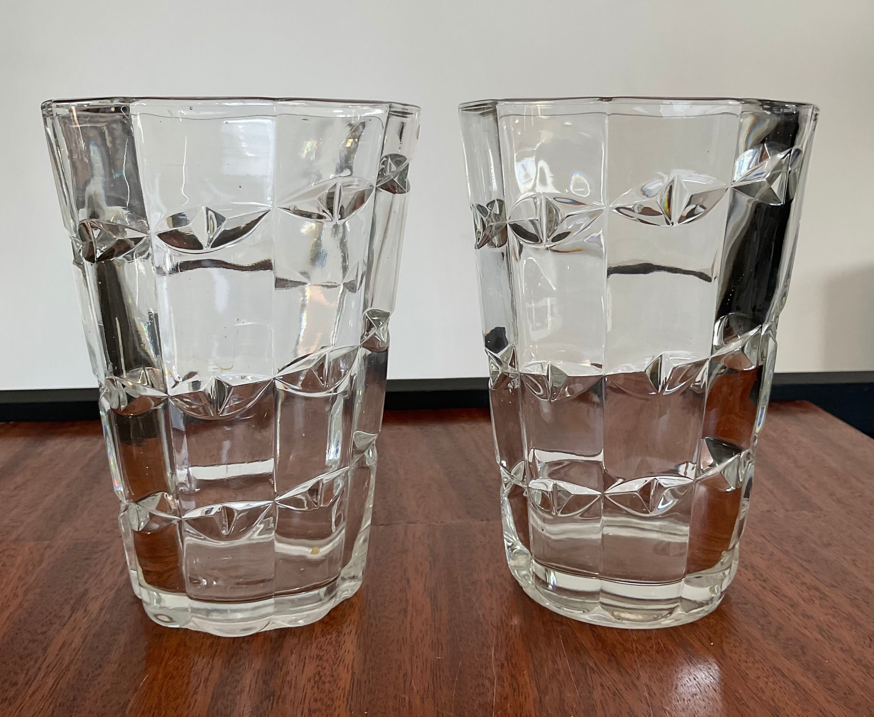 Pair of vintage vases in molded glass paste 70s