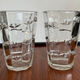 Pair of vintage vases in molded glass paste 70s
