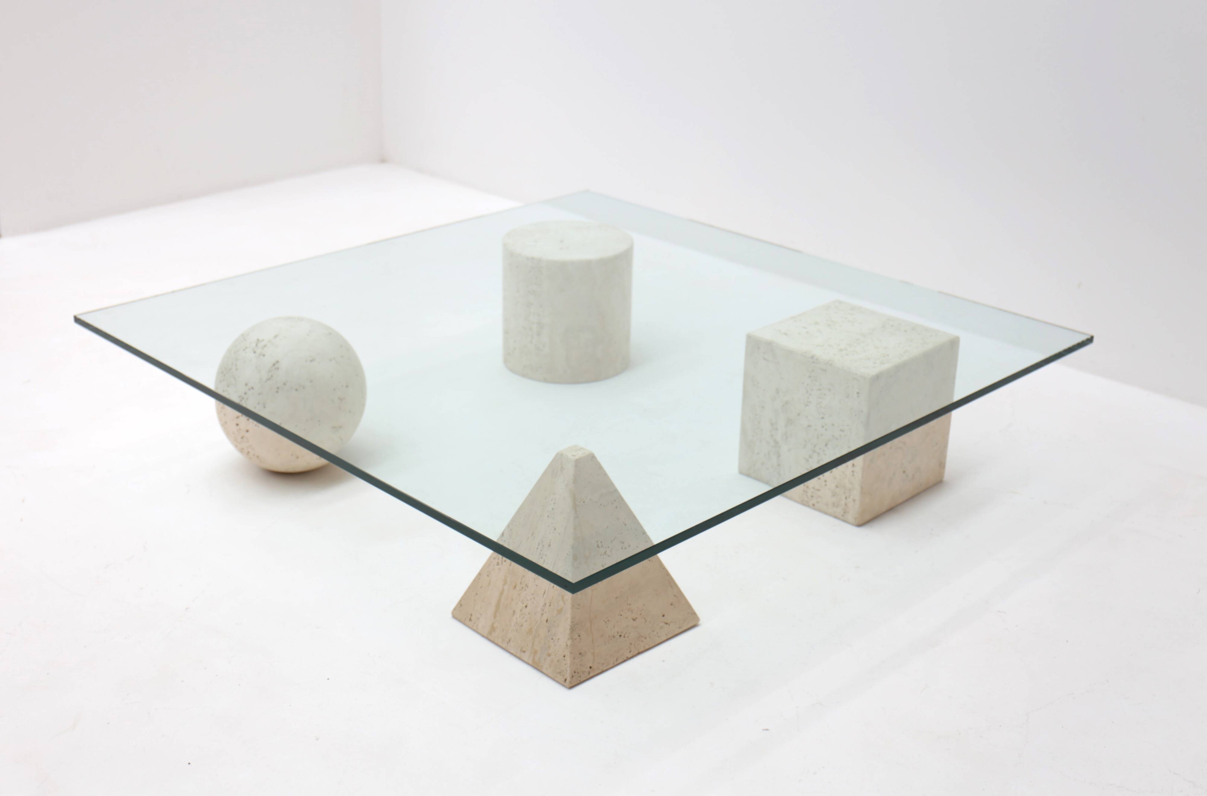 Metafora travertine coffee table by Massimo & Lella Vignelli, Italy
