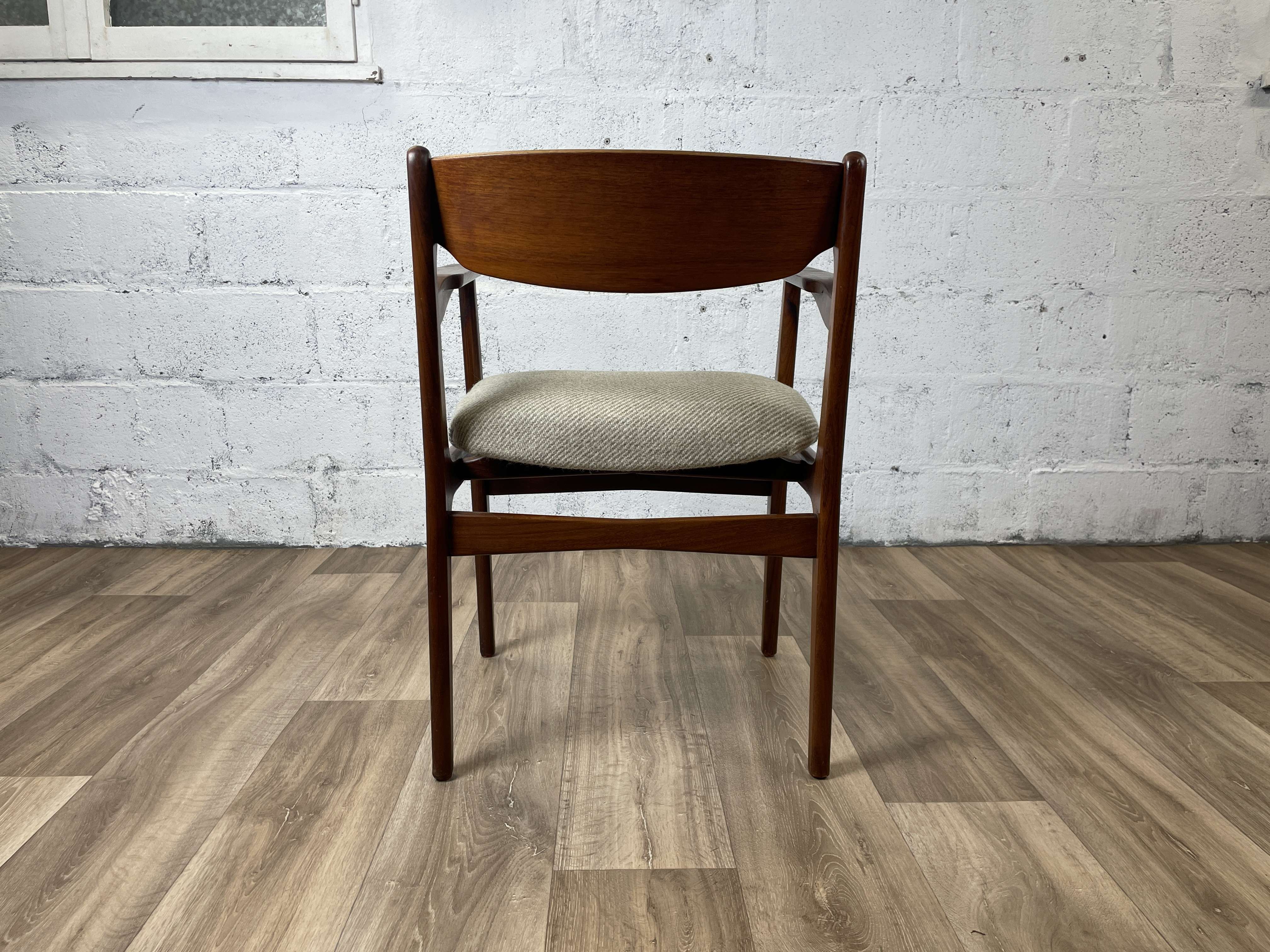 Vintage Scandinavian armchair in teak and grey fabric, 60s