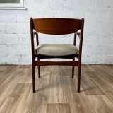 Vintage Scandinavian armchair in teak and grey fabric, 60s