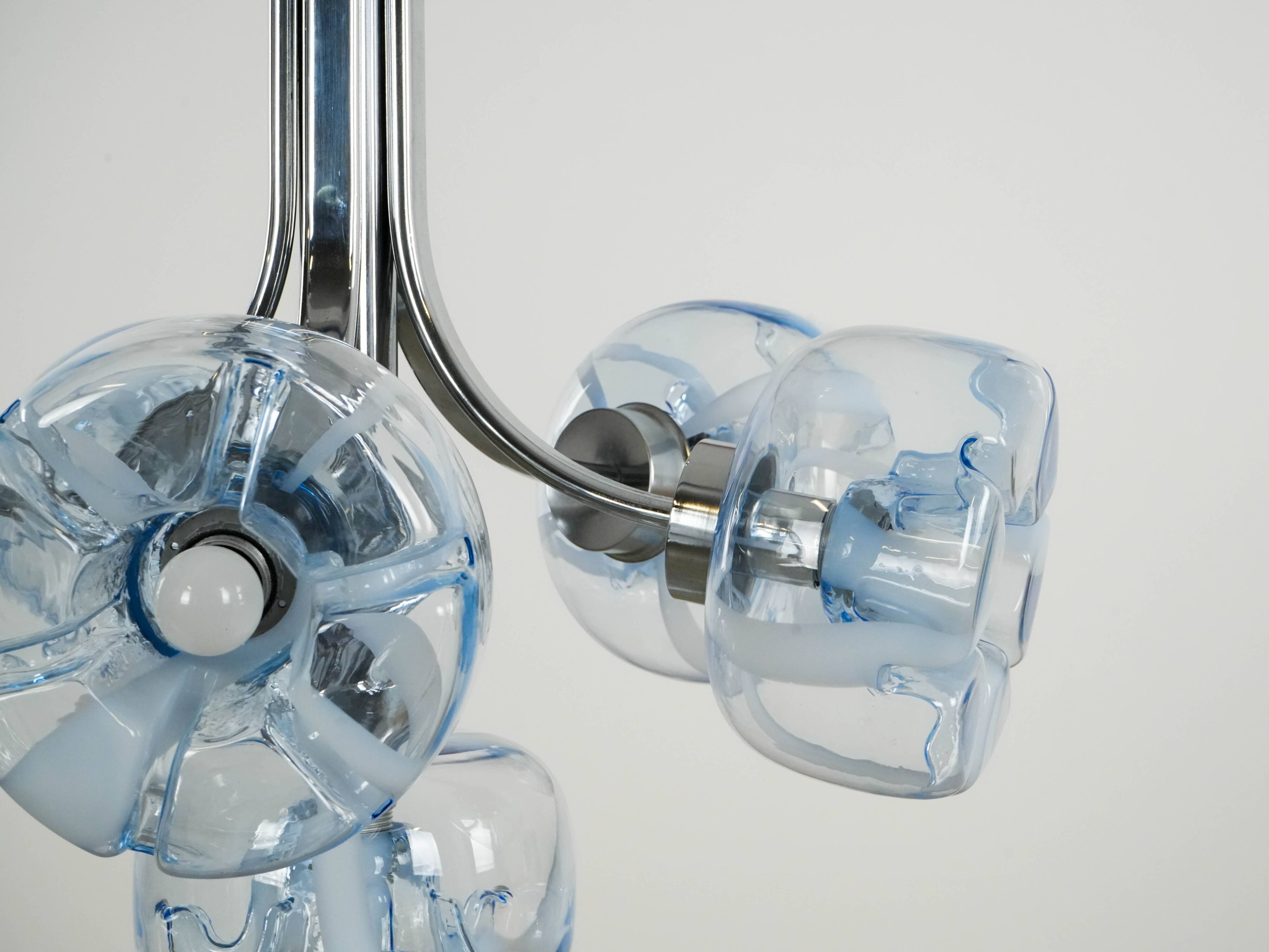 Chandelier, Italian design, Murano glass, 1970s, manufactured in Italy