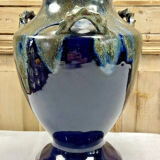Old large sandstone vase signed Maure Lebret de Ligers Puisaye triple handles