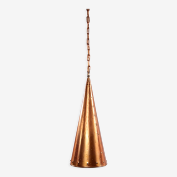 Danish hand-hammered copper hanging lamp by E.S Horn Aalestrup, 1950s