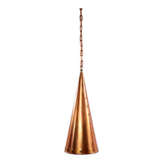 Danish hand-hammered copper hanging lamp by E.S Horn Aalestrup, 1950s