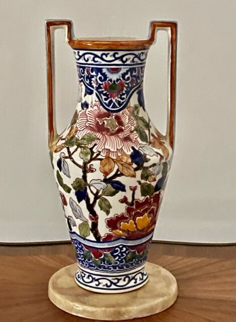 Vase Gien 29 cm "Pivoines", restaurations