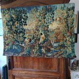 old tapestry with greenery and birds decoration