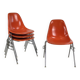 Set of 4 Eames for Herman Miller DSS side chairs in coral