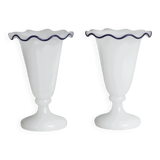 Pair of antique white opaline vases