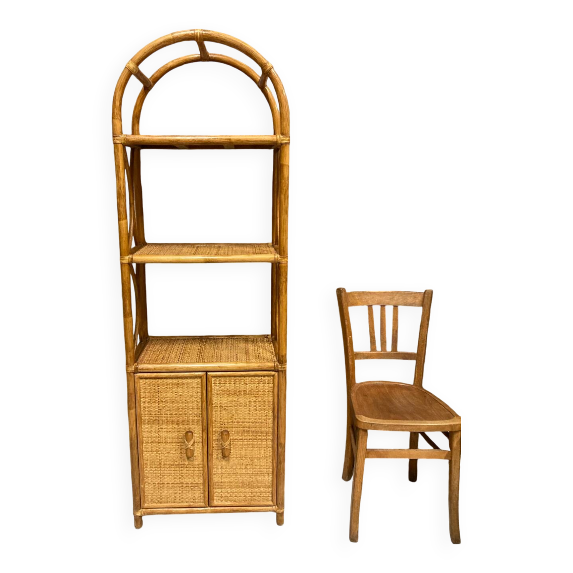 Rattan bookcase shelf