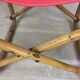Lot of 4 chairs in rattan and red fabric, folding, 1960s