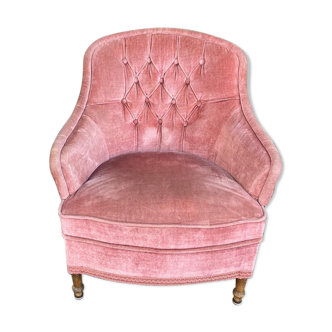 Upholstered velvet armchair