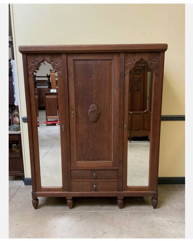 Antique Art Deco wardrobe, clothes cupboard