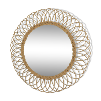 Rattan mirror 60s diameter 64cm