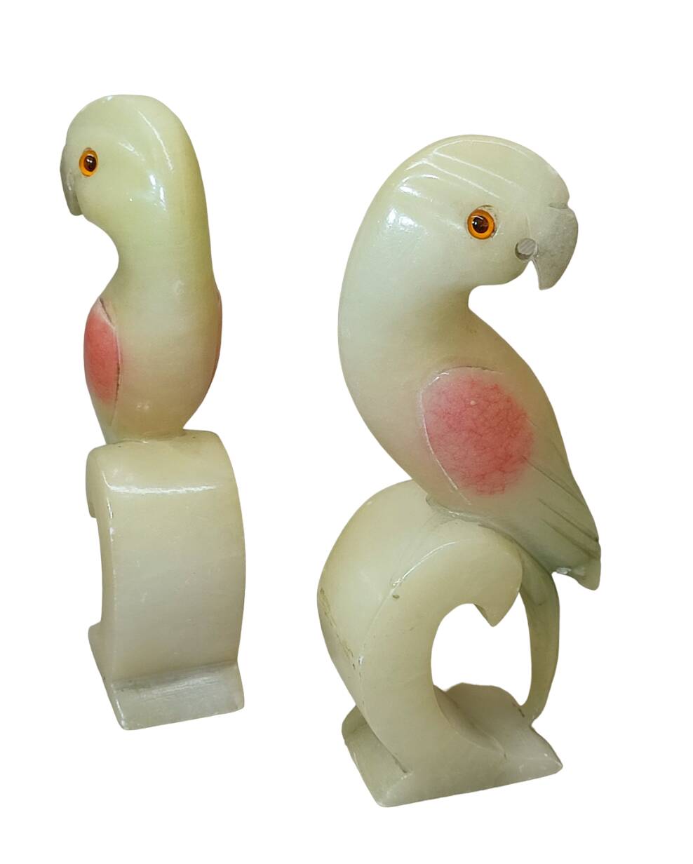 Alabaster Parrot Bookends, 1930s
