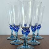 Luminarc champagne flutes from the 70s with blue stem