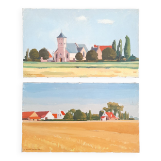 Ensemble de 2 paysage huile sur toile