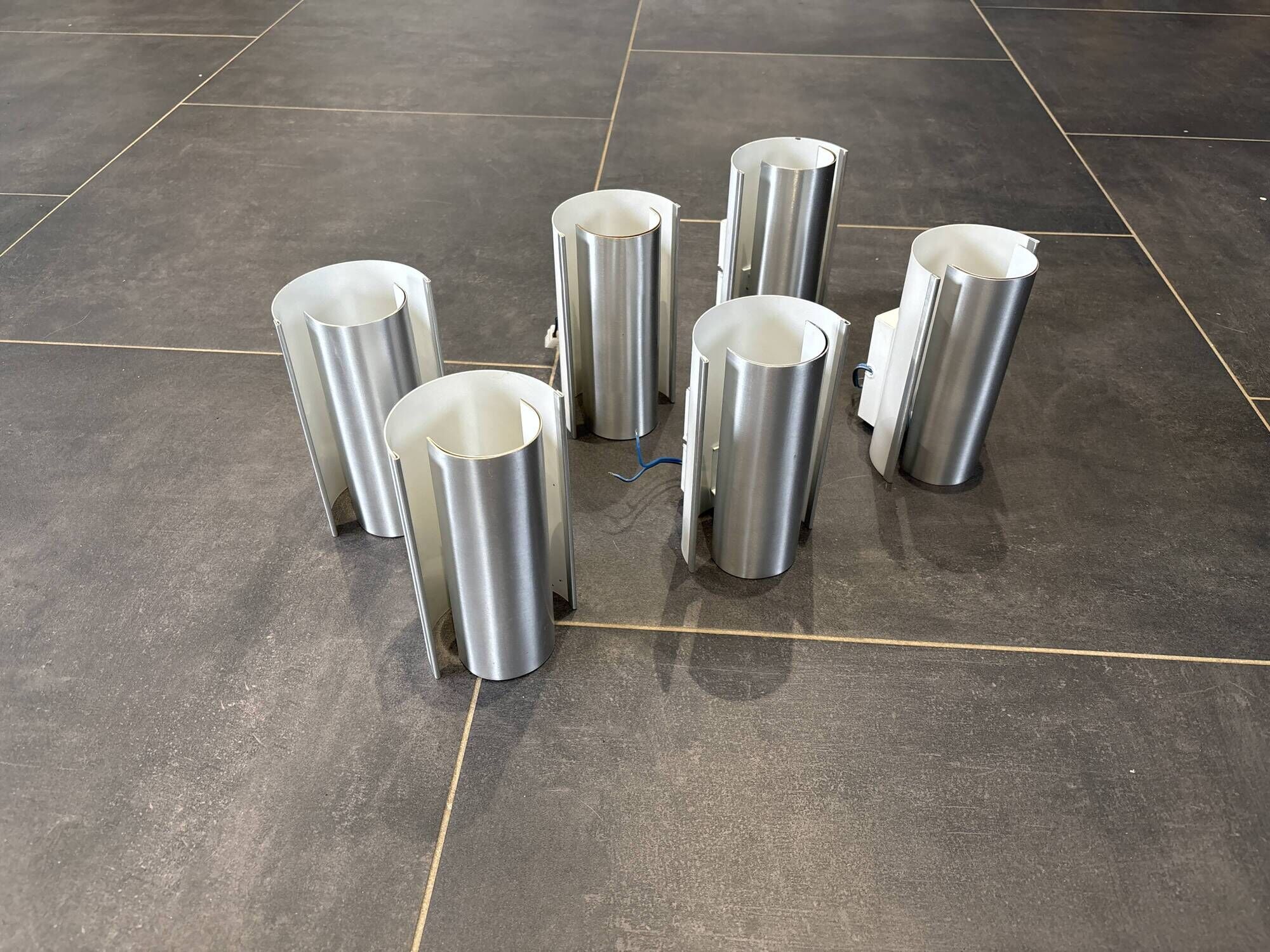 Philips metal and aluminium wall lights from the 1970s/1980s. Superb set of 6.