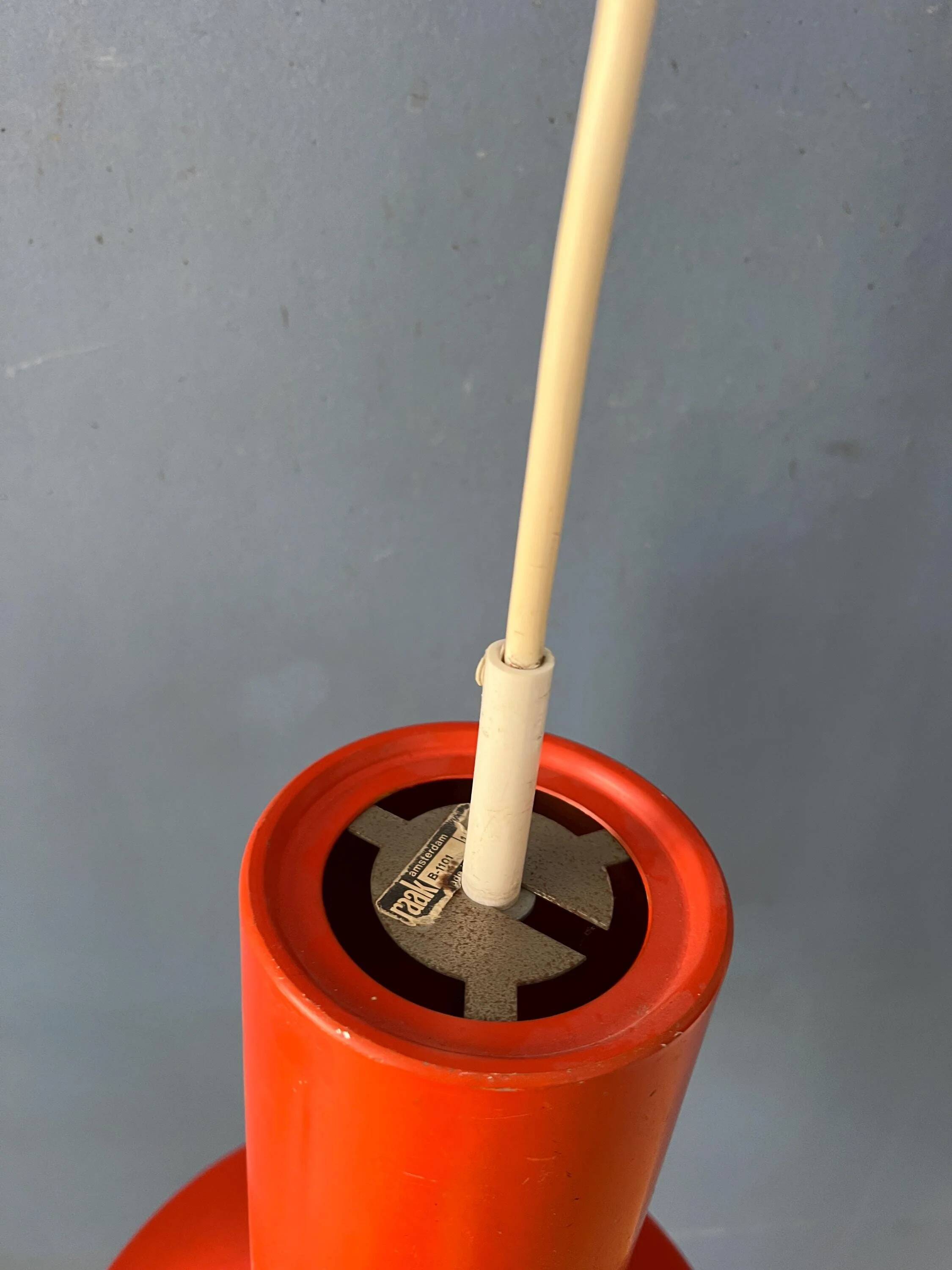 Vintage orange cone-shaped Raak suspension
