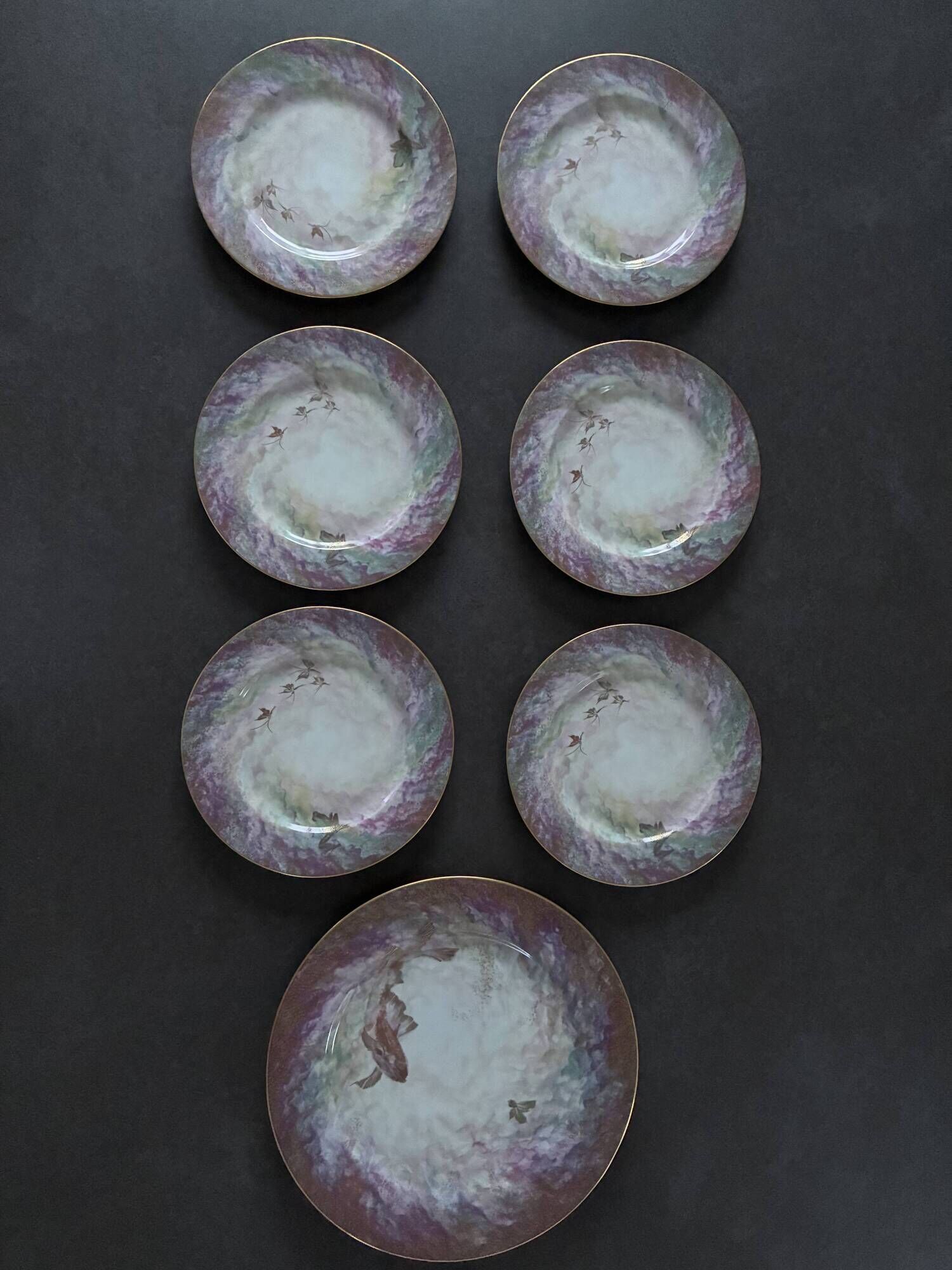Daum porcelain dessert plates and matching dish