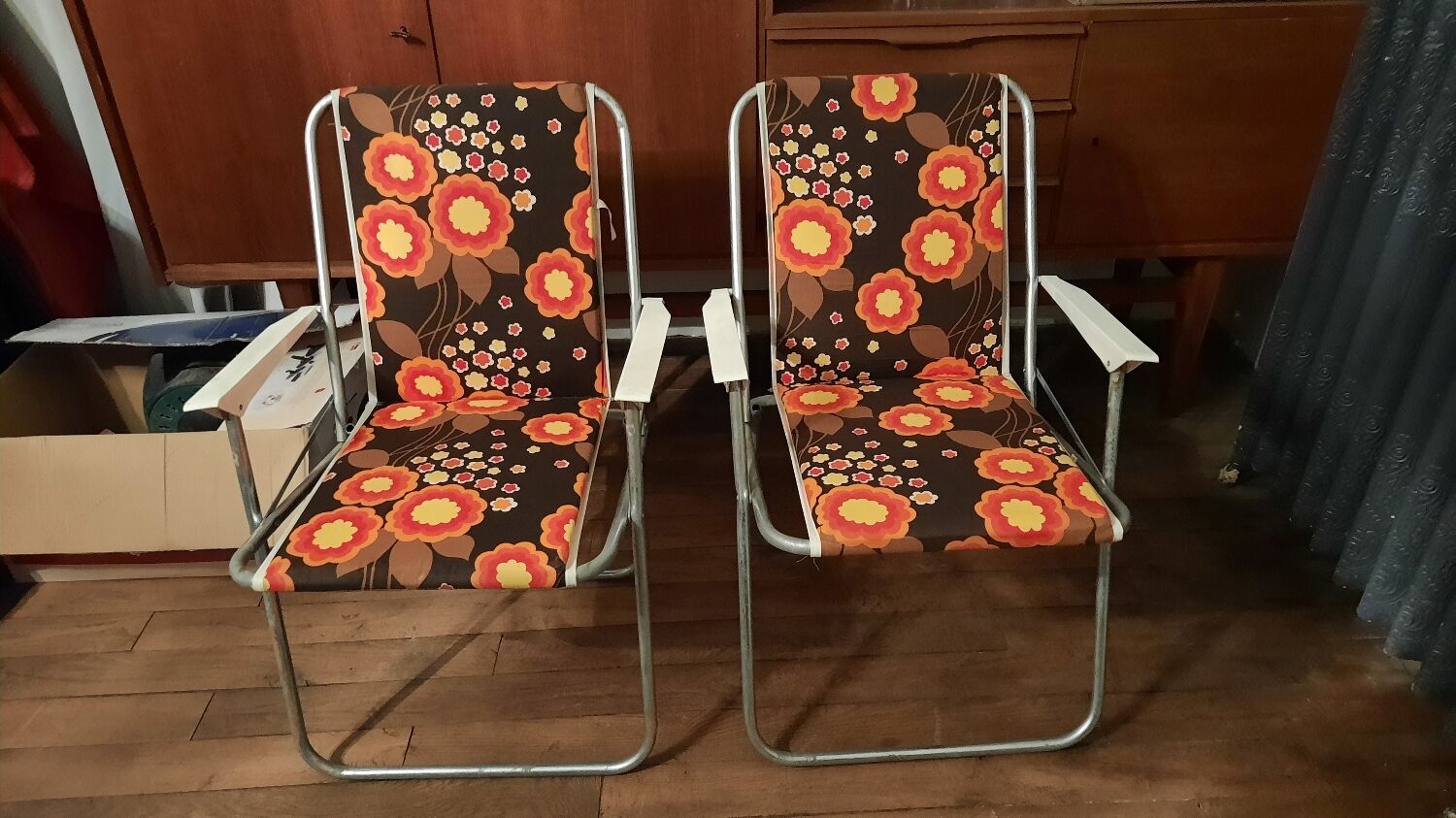 Set of 2 folding armchairs vintage camping