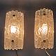 Pair of gilt brass and crystal sconces by Carl Fagerlund for Orrefors, 1960.