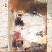 Oil on canvas signed Monique Humbert, abstract composition, wall painting, interior decoration.