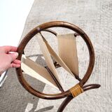 Door magazines rattan canvas ecru round