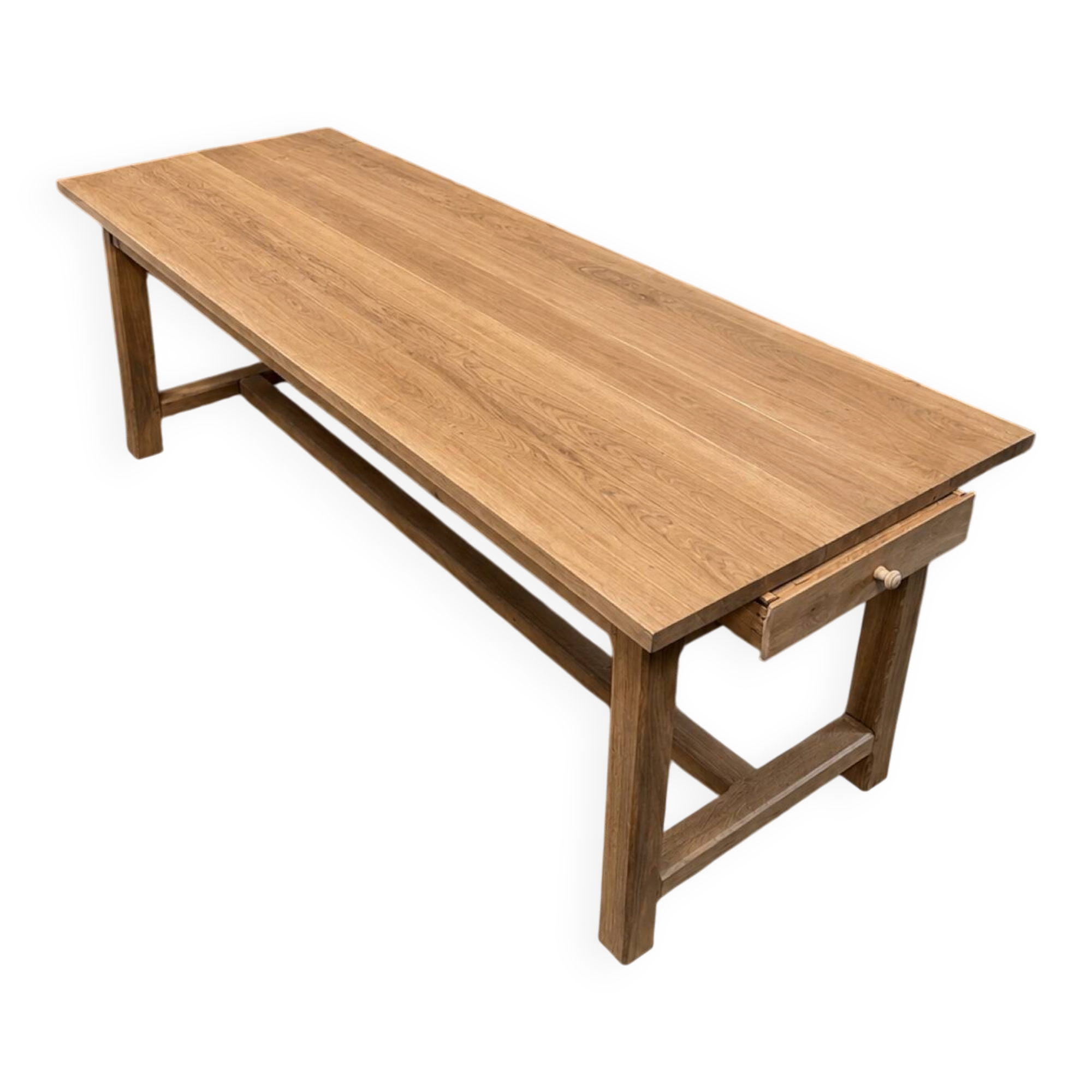 Table de ferme en chêne massif avec tiroir