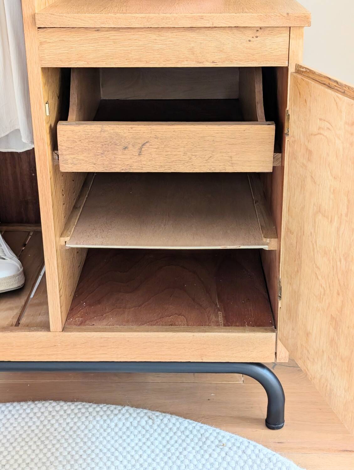 Renovated vintage 1950s oak boarding school wardrobe