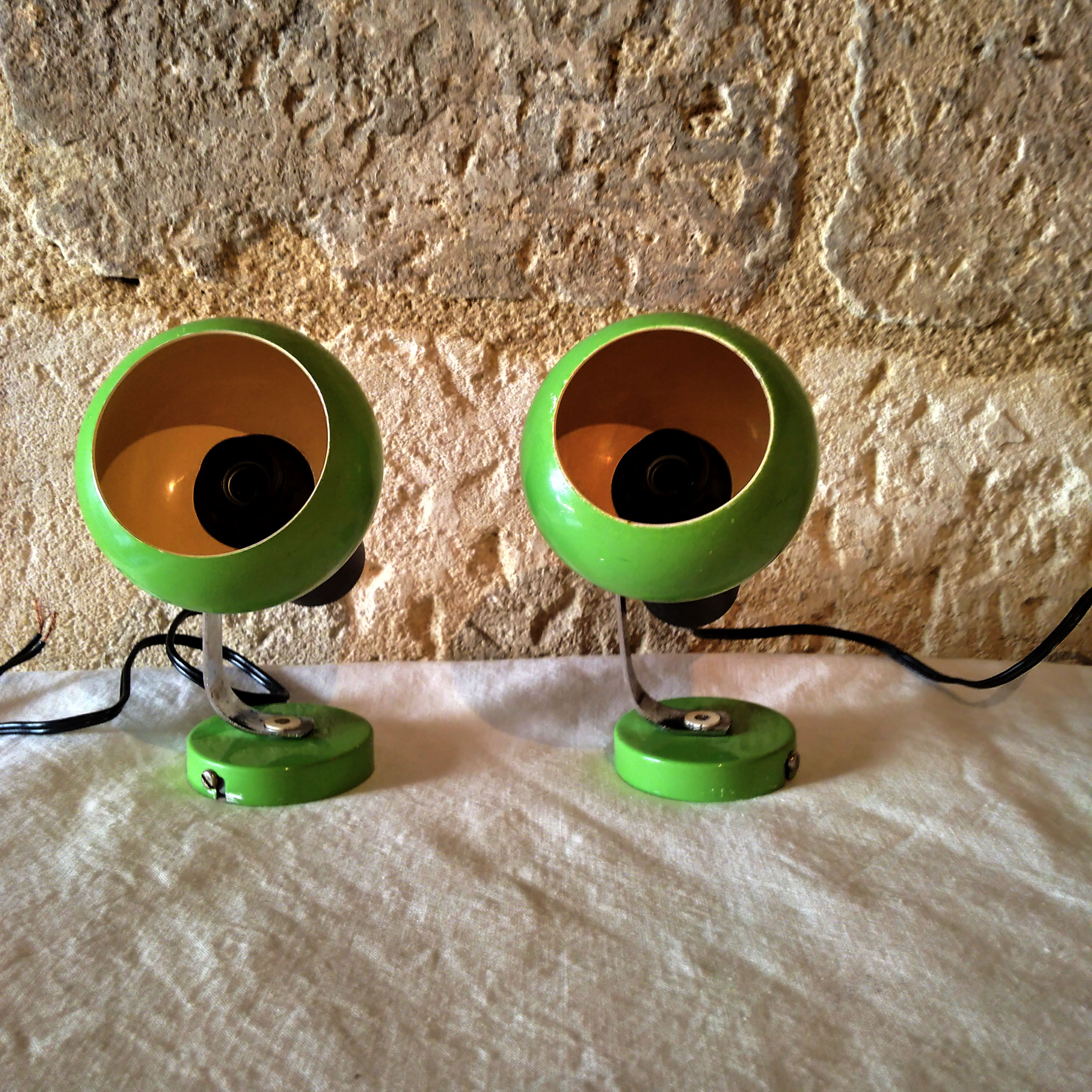 Pair of green eyeball sconces 1960