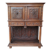 Renaissance oak carved buffet cabinet