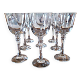 8 verres à vin ou eau vintage en cristal, jambe travaillée