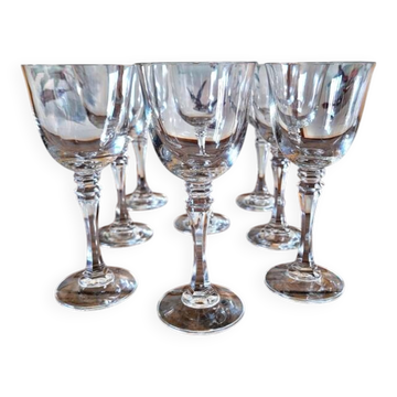 Wine or water glasses, vintage crystal, ornate stem (set of 8)