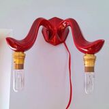 Red Art Deco ceramic wall light