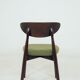 Modern Set of 2 Dining Chairs, Avocado Green Bouclè and Dark Wood