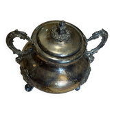 Sucrier ancien en métal argenté, style rocaille
