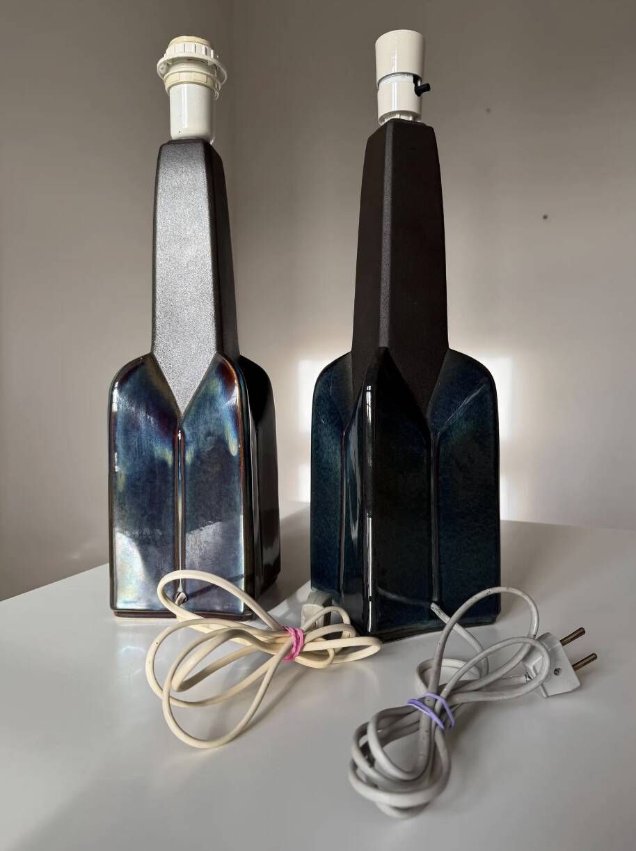 Stoneware ceramic table lamps by Einar Johansen for Søholm Stentøj, 1970s, set of 2