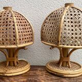 Paire de lampes italiennes en rotin