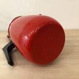 Red enamel coffee maker with filter