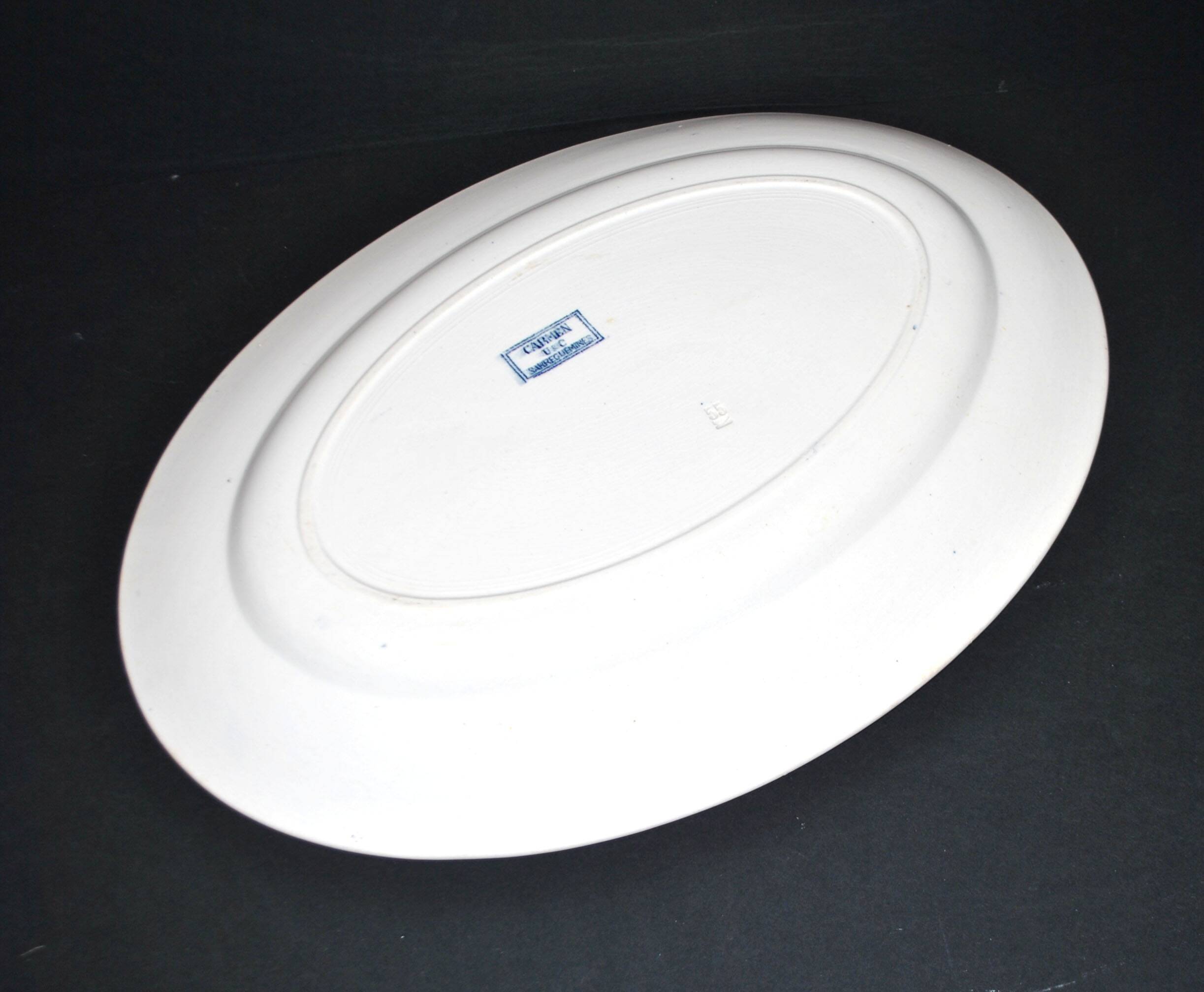 Carmen oval earthenware dish U&C Sarreguemines butterfly 35.5cm