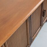 Buffet / Wooden and rattan sideboard 1960s / 1970s vintage