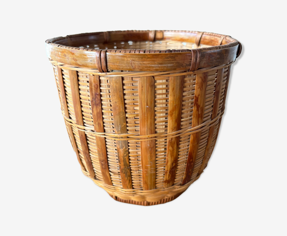 Cache-pot en rotin vintage