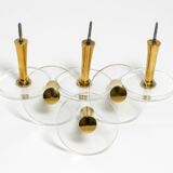 70s set of 6 coat hooks made of brass and plexiglass Vereinigte Werkstätten