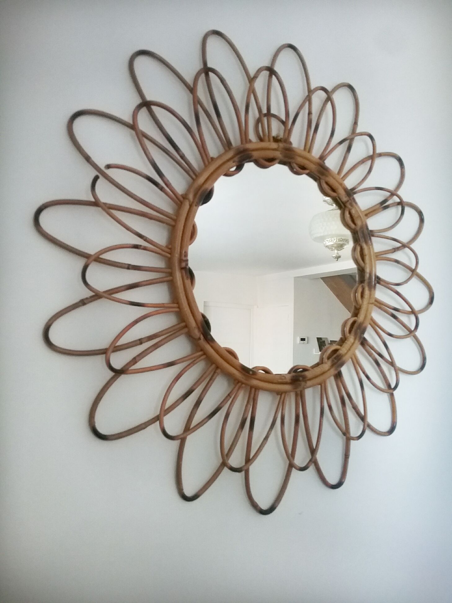 Vintage bamboo mirror 64cm