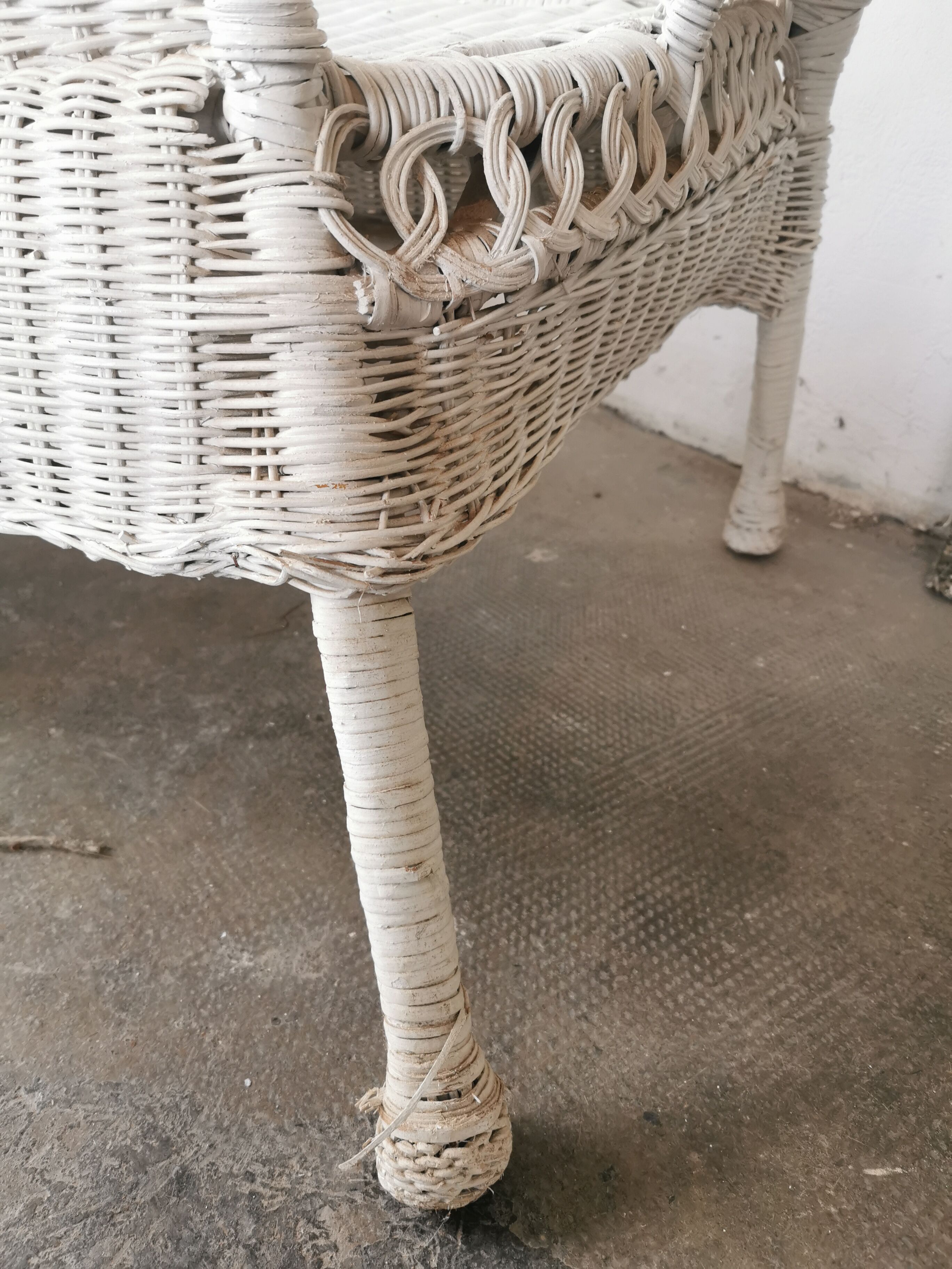 Banquette en rotin blanc