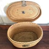 Chinese wicker and brass basket