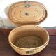 Chinese wicker and brass basket